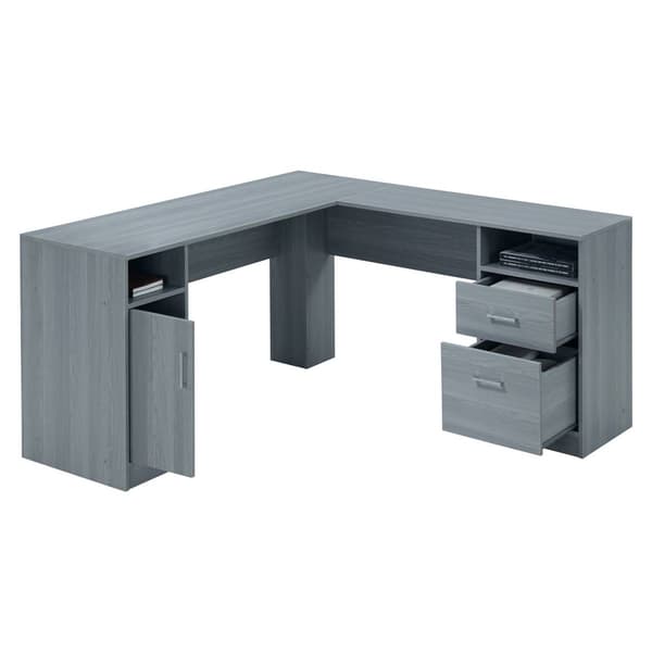 Techni Mobili 59"W Functional L-Shape Desk w/ Storage