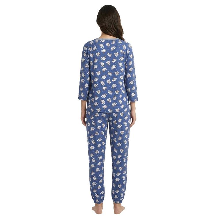 Juniors Pillow Talk 3/4 Sleeve Cats Joggers Pajama Set