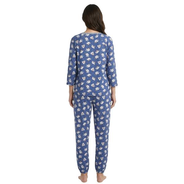 Juniors Pillow Talk 3/4 Sleeve Cats Joggers Pajama Set