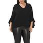 Plus Size MSK Ruffle Trim V-Neck Tier Hem Top - image 1