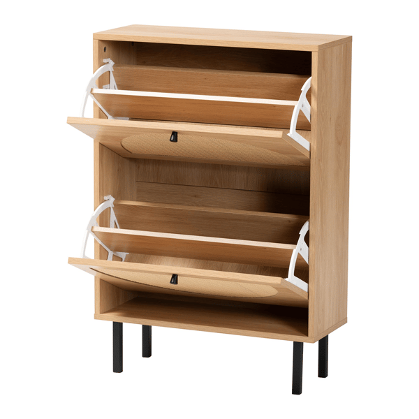 Baxton Studio Remus 12-Pair Wood Shoe Cabinet