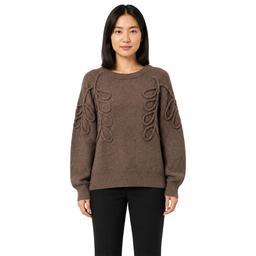 Womens Zac & Rachel Long Puff Sleeve Stitch Floral Sweater