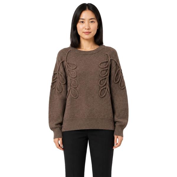 Womens Zac & Rachel Long Puff Sleeve Stitch Floral Sweater - image 