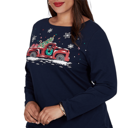 Plus Size Ruby Rd. Happy Holidays Christmas Truck Tee