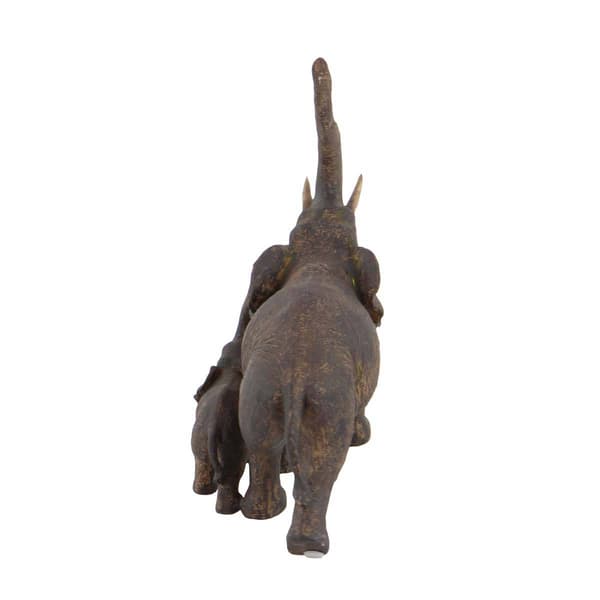 9th & Pike&#174; Brown Polystone Momma And Baby Elephant Sculpture
