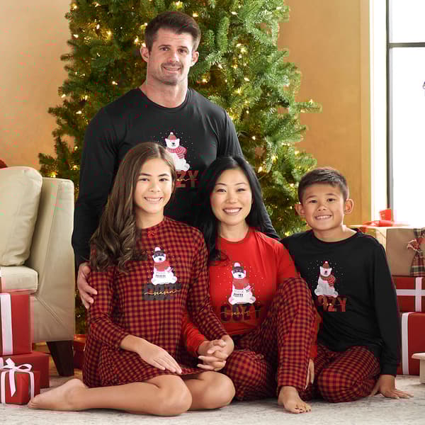 OurFamJam™ Cozy Bear Buffalo Check Matching Pajamas