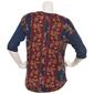 Womens NY Collection 3/4 Sleeve with Buttons Floral Hacci Top - image 2