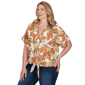 Plus Size Hearts of Palm Tropical Twist Eyelet Tie Hem Blouse - image 3
