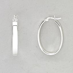 Marsala Fine Silver Plated Thick Oval Hoop Earrings