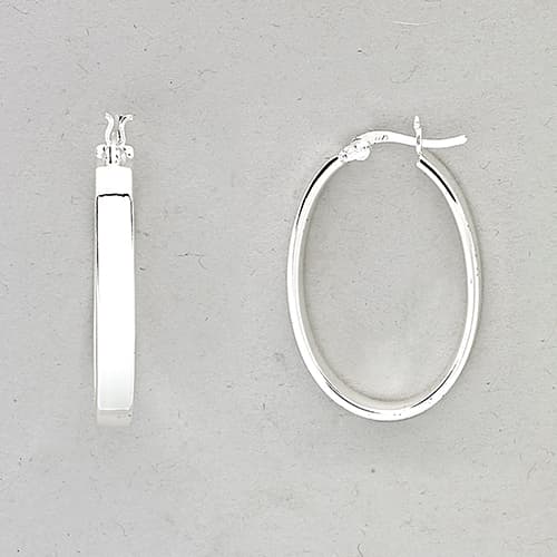 Marsala Fine Silver Plated Thick Oval Hoop Earrings - image 