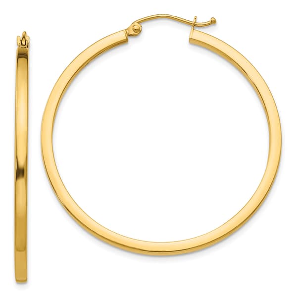 Gold Classics&#40;tm&#41; 14kt. Gold 2mm Square Tube Hoop Earrings - image 
