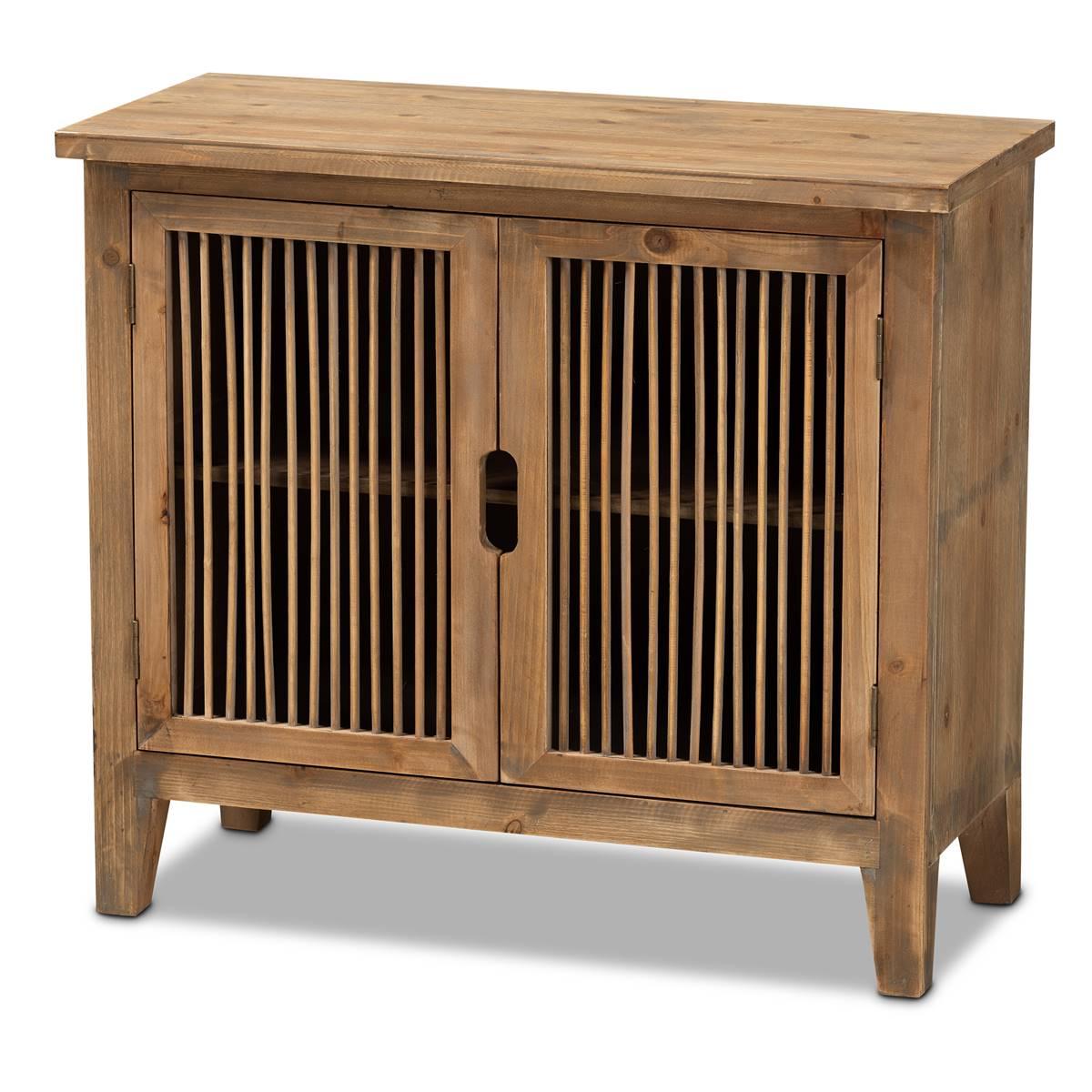Baxton Studio Clement 2-Door Wood Spindle Accent Storage...