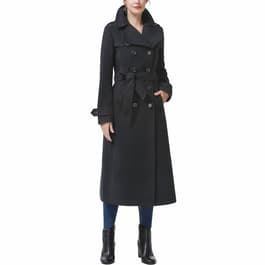 Womens BGSD Full Length Long Wool Belted Trench Coat