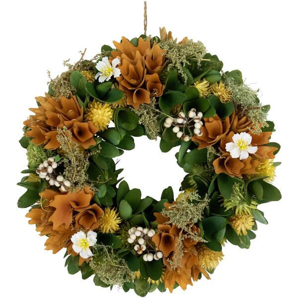 Northlight Seasonal Artificial Mixed Orange Floral Spring Wreath - image 