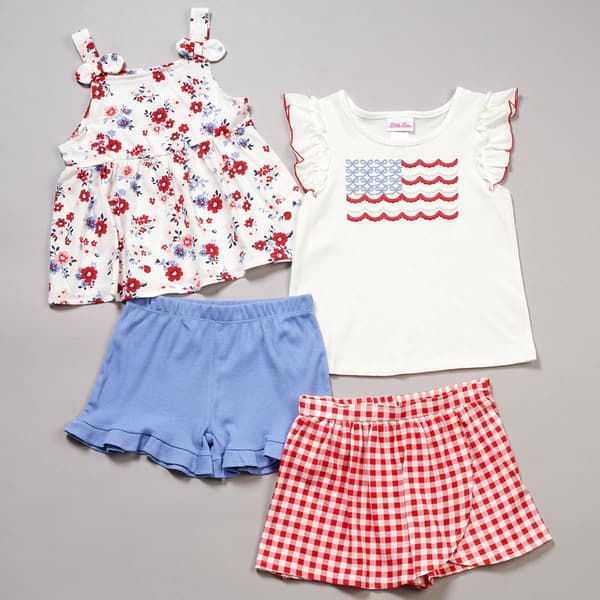 Girls (4-6x) Little Lass(R) 4pc. Americana Tops w/ Shorts/Skort Set