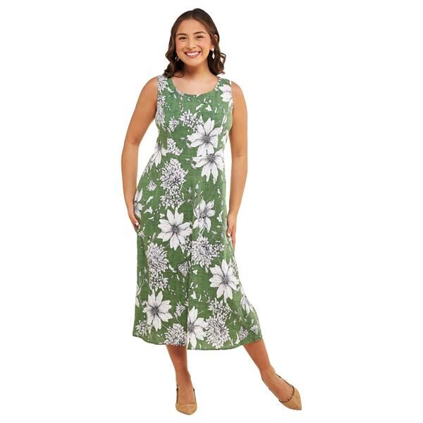 Plus Size Connected Apparel Sleeveless Palm Tie Back Midi Dress - image 