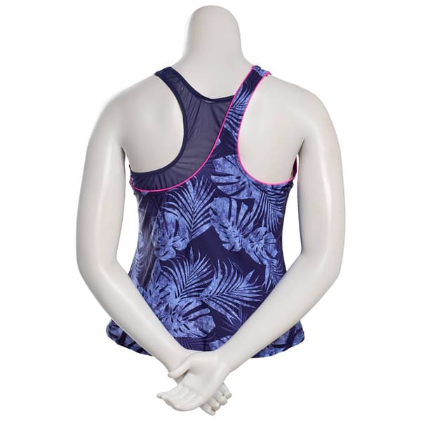 Plus Size ZeroXposur Marble-Highline Tropical Tankini Swim Top