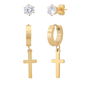 Saffron 18kt. Gold-Plated Cross Hoop & Stud Earring Set - image 6