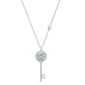 Saffron 1ctw. Turquoise Moissanite Key Pendant Necklace - image 1