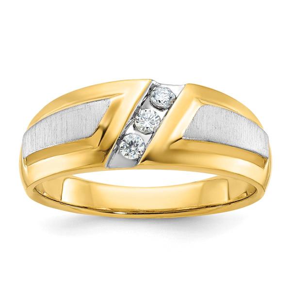 Mens Gentlemens Classics(tm) 14kt. Two Tone Gold 1/5ct. Diamond Ring - image 