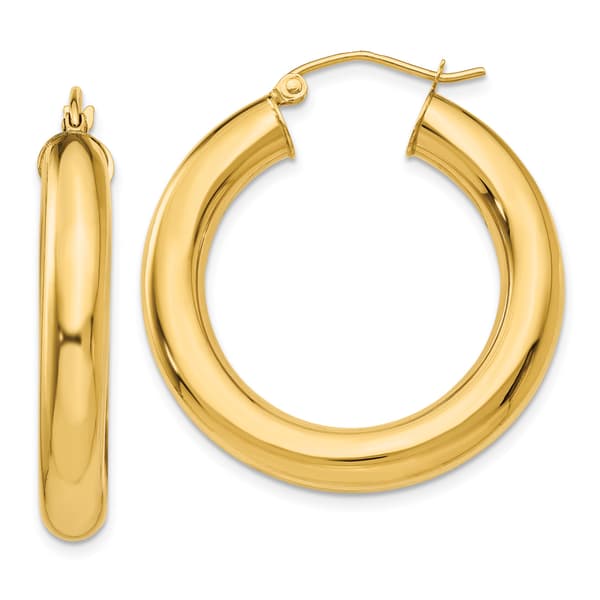 Gold Classics(tm) 14kt. Polished Gold 5mm Thick Hoop Earrings - image 