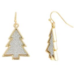 Two-Tone Framed Glitter Tree Drop Earrings