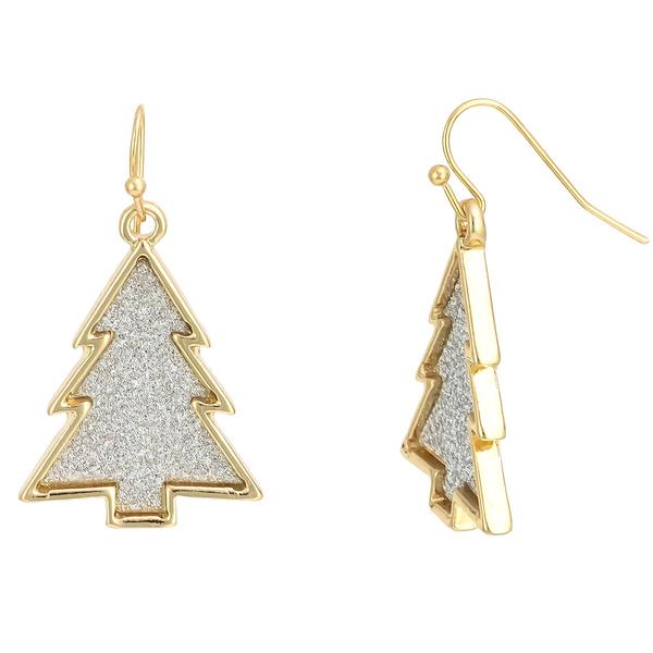 Two-Tone Framed Glitter Tree Drop Earrings - image 
