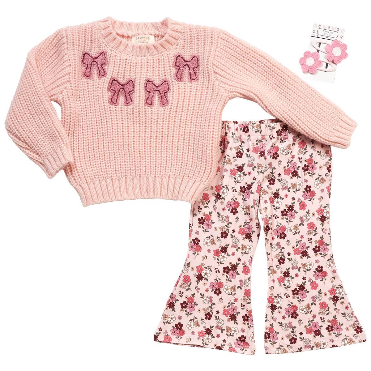 Baby Girl (12-24M) BTween(R) Pink Sweater & Flared Leggings Set