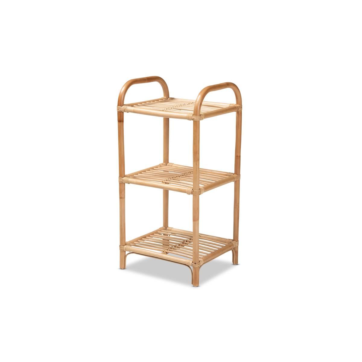 Baxton Studio Barras Modern Bohemian Rattan 3-Tier Display...