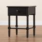 Baxton Studio Braith Farmhouse Black Wood 1-Drawer Nightstand - image 9