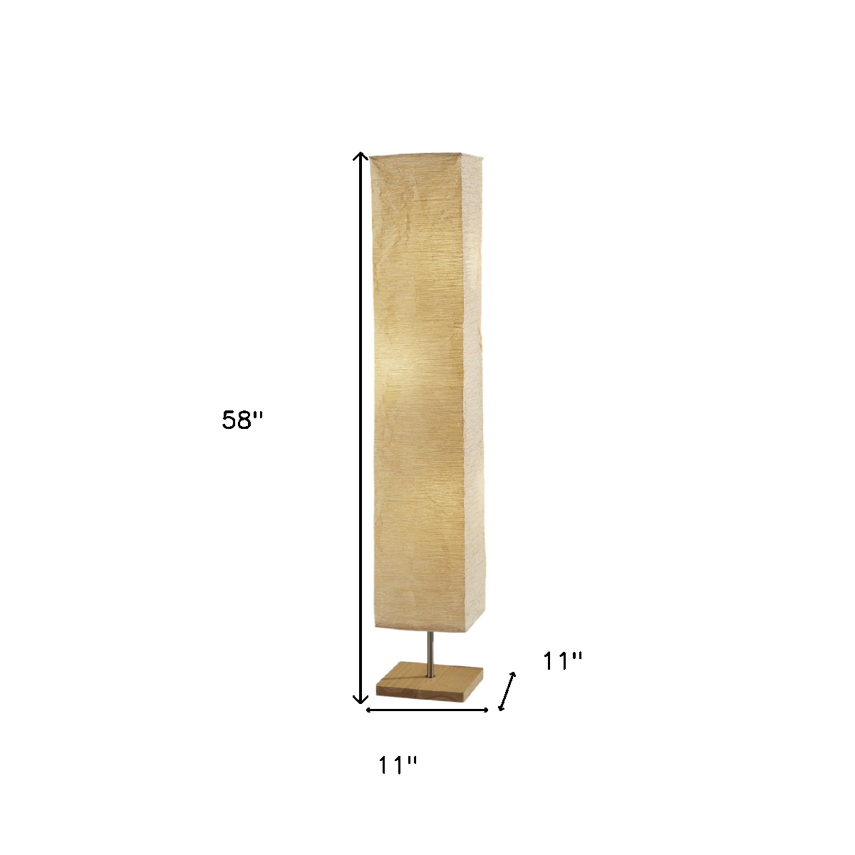 HomeRoots 58in. Natural Column Floor Lamp With Paper Shade