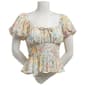 Juniors Trixxi Short Sleeve Puff Gauze Side Smocked Top - image 1
