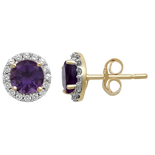 Genuine Amethyst & Created White Sapphire Earrings - image 