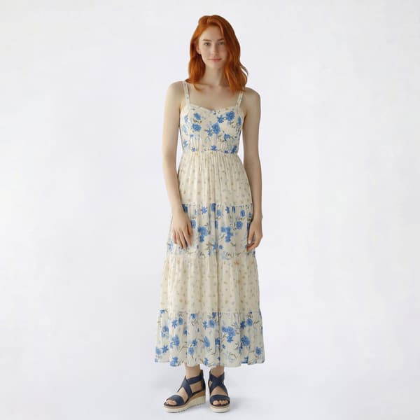Juniors No Comment Mix Floral Tiered Maxi Dress w/ Bust Cups