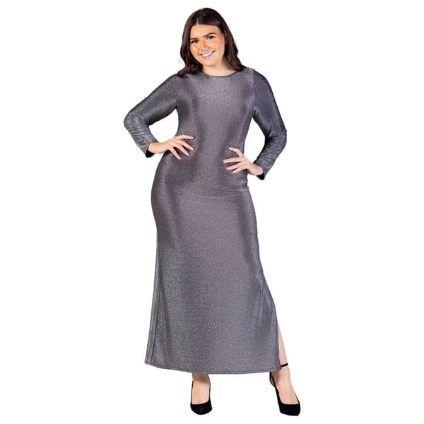 Plus Size 24/7 Comfort Apparel Fitted Shimmery Maxi Dress - image 