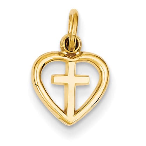 Gold Classics&#40;tm&#41; 14kt. Gold Cross in Heart Charm - image 
