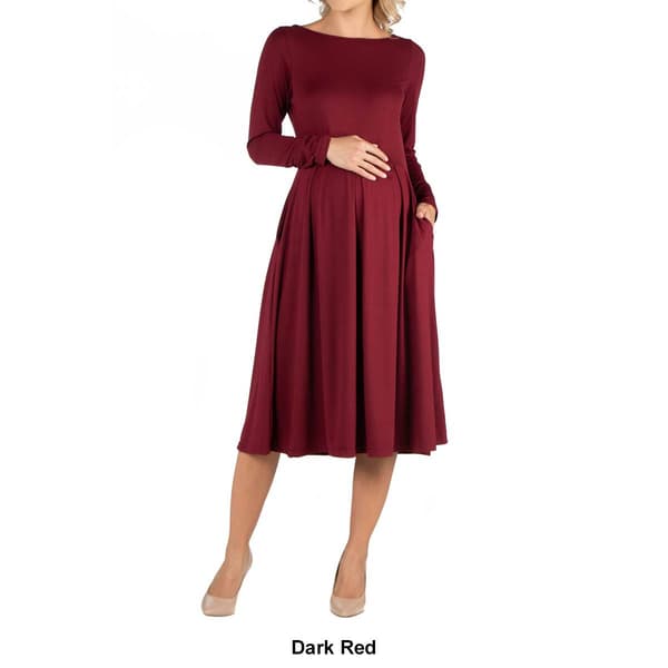 Womens 24/7 Comfort Apparel Fit and Flare Maternity Midi Dress