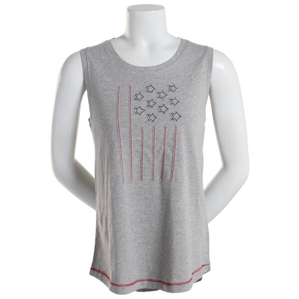 Womens North River Heathered Crew Neck with Flag Applique - image 