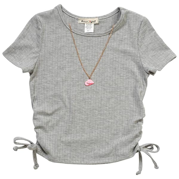 Girls (7-12) Dream Girl Side Cinch Tee w/ Cowgirl Hat Necklace