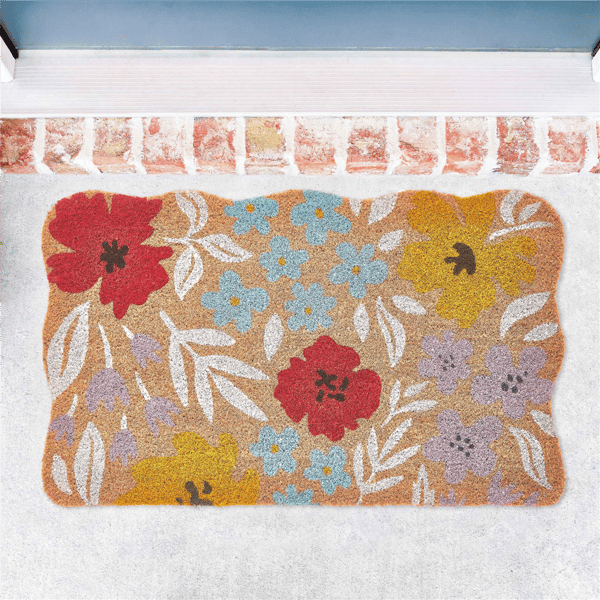 VCNY Home Spring Flowers Shape Outdoor Coir Doormat
