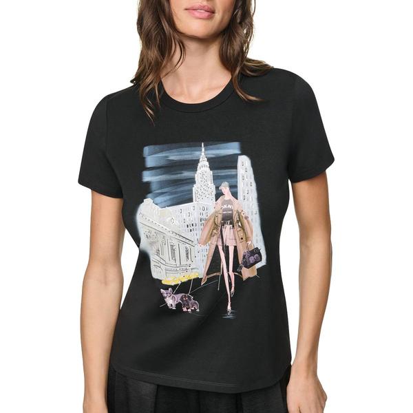 Womens DKNY Short Sleeve Midtown Dog Walker Conversational Tee - image 