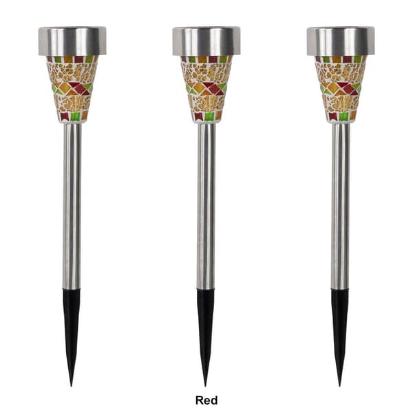 Northlight Seasonal Mosaic Stained LED Pathway Markers - Set of 3