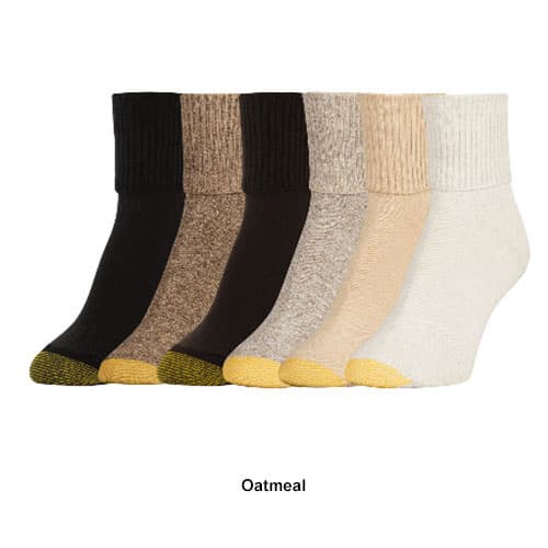 Womens Gold Toe&#174; 6pk. Extended Turn Cuff Quarter Socks