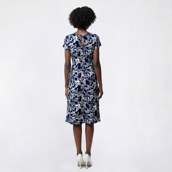 Petite Sami & Jo Short Sleeve Puff Floral Sarong Sheath Dress