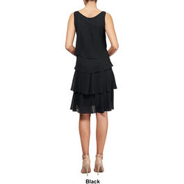 Womens SLNY Sleeveless Chiffon Tiered Barrel Pin A-Line Dress