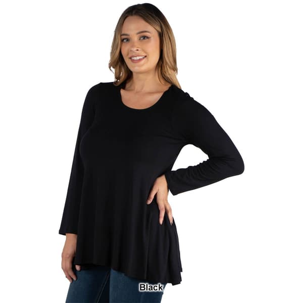 Plus Size 24/7 Comfort Apparel Solid Hi Low Tunic Top