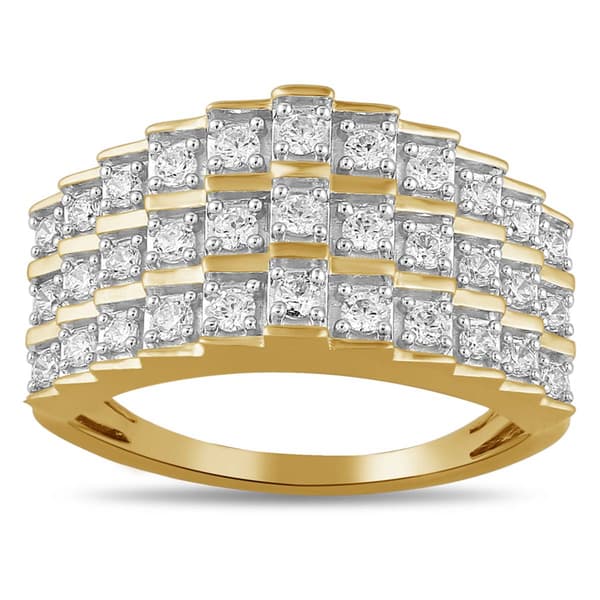 Nova Star(R) Gold over Sterling Silver Lab Grown Diamond 3 Row Ring