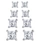 Plated 4 Pair Square Cubic Zirconia Stud Earrings - image 1