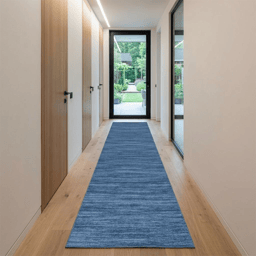 HomeRoots Blue Abstract Washable Runner Rug