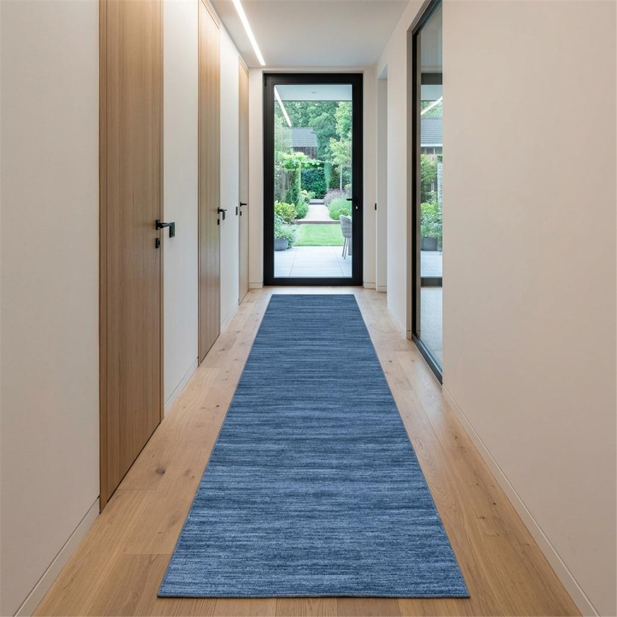 HomeRoots Blue Abstract Washable Runner Rug